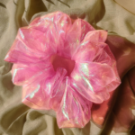 Blush Pink 3D glass organza Scrunchie medium