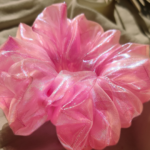 Blush Pink 3D glass organza Scrunchie medium