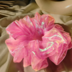 Blush Pink 3D glass organza Scrunchie medium