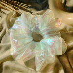 cotton candy 3D Hologram glass organza scrunchie xxl(2)